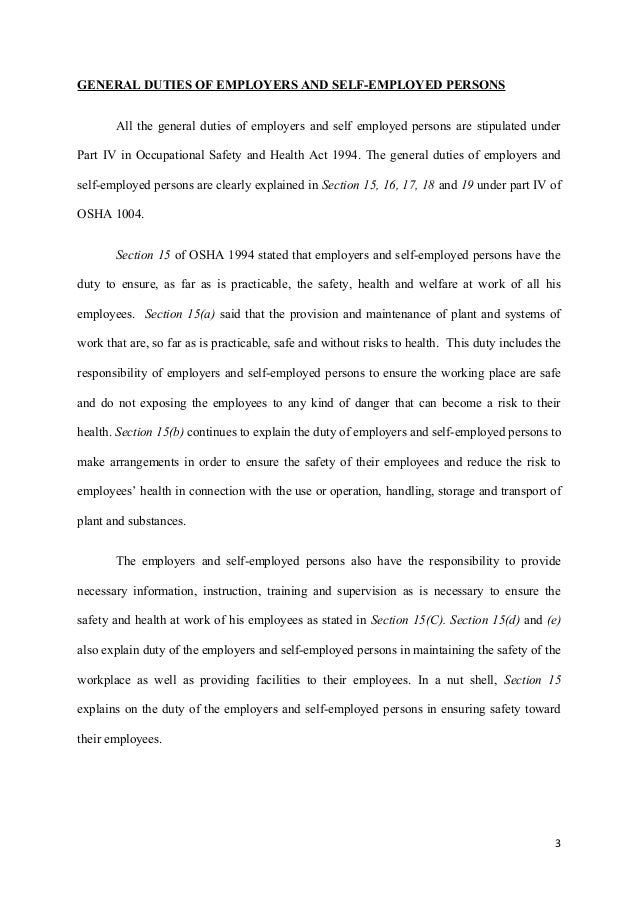 Osh legislation essay health and safety executive essay